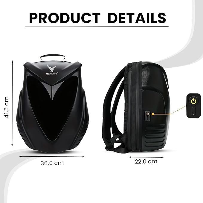 REDHORNS Midnight LED Eyes Biker Backpack for Motorcycle Riding - Image 2