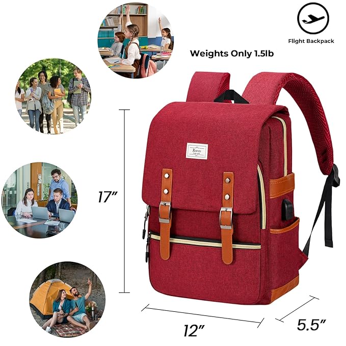 Unisex College Bag Fits up to 15.6?? Laptop Casual Rucksack Waterproof School Backpack Daypacks - Image 3