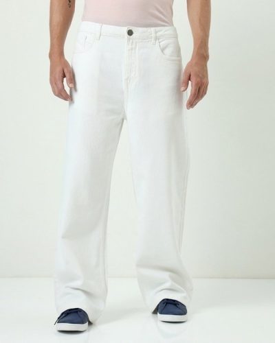 Men’s White Baggy Straight Fit Jeans