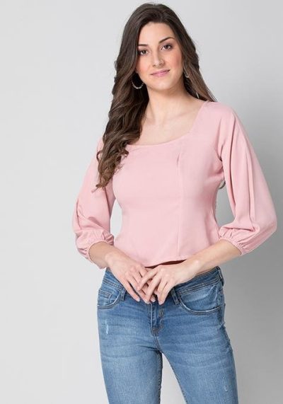 Peach Smocked Cutout Back Top | Women fashion