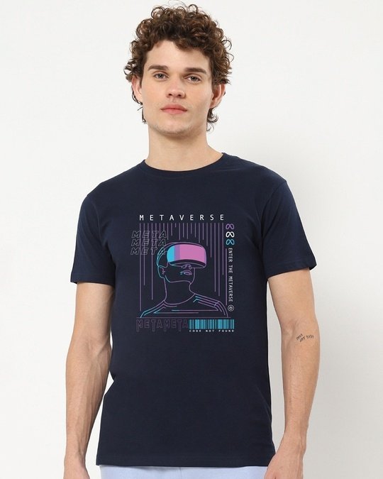 Men’s Blue Metaverse Graphic Printed T-shirt