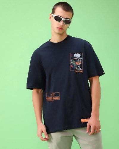 Men’s Blue Printed Oversized T-shirt