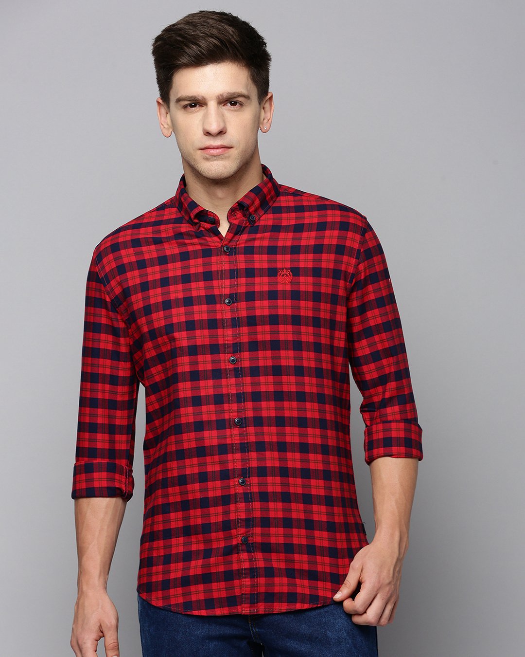Men’s slim fit Red Checked Slim Fit Shirt