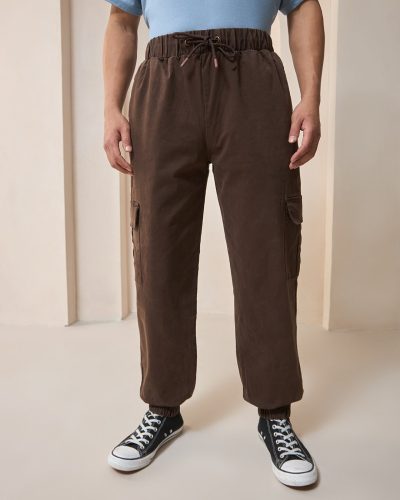 Men’s Brown Oversized Cargo Jogger Pants