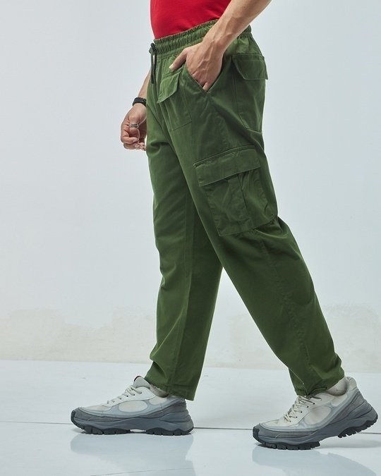 Men’s Green Oversized Cargo Pants | Comfortable and fit
