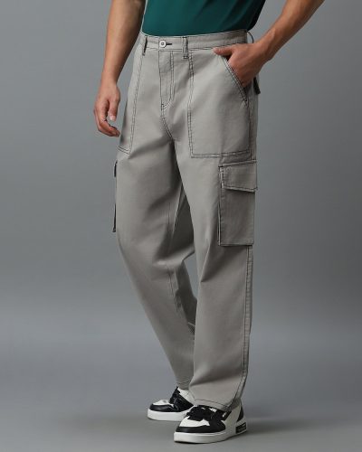Men’s Grey Oversized Cargo Pants