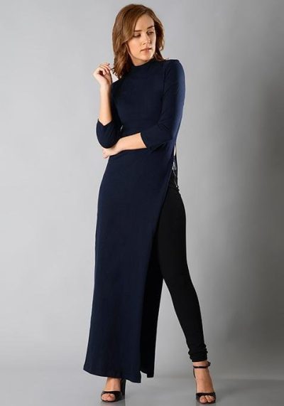 Turtle Neck Maxi Top – Navy | navy turtle neck maxi top