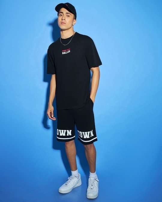 Men’s Black Oversized Co-ord Set | sporty and aesthetic