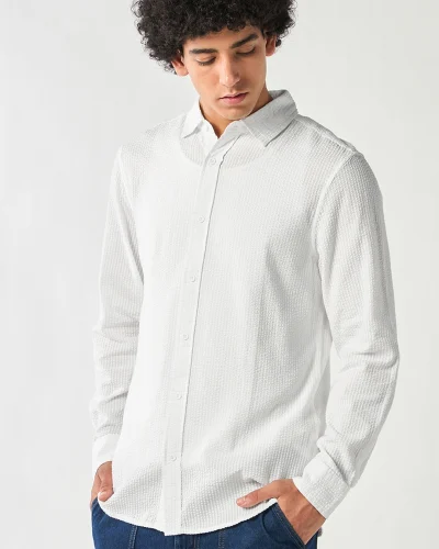 Men’s White Textured Shirt