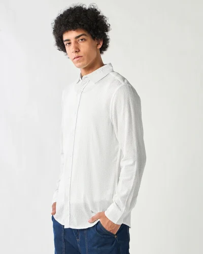 Men’s White Textured Shirt